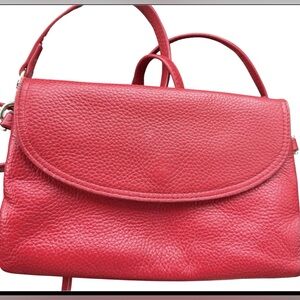 Source Unknown Red Pebbled Leather Crossbody Bag